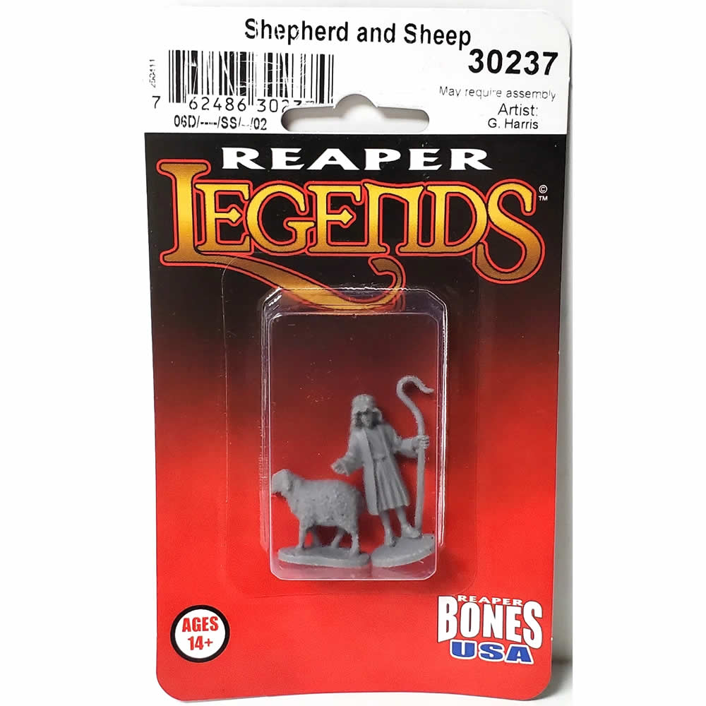 RPR30237 Shepherd and Sheep Miniature Figure 25mm Heroic Scale Reaper Bones USA