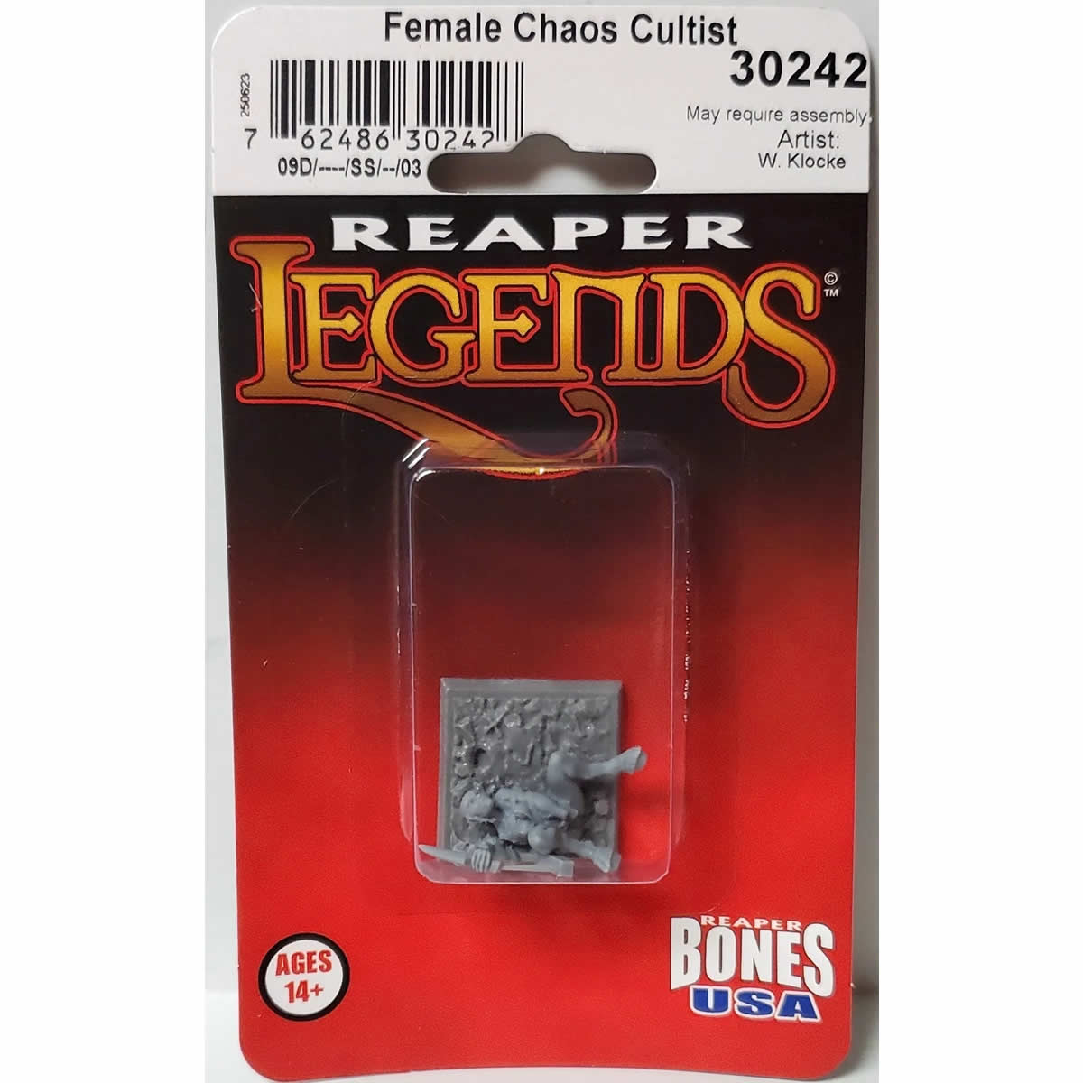 RPR30242 Female Chaos Cultist Miniature Figure 25mm Heroic Scale Reaper Bones USA