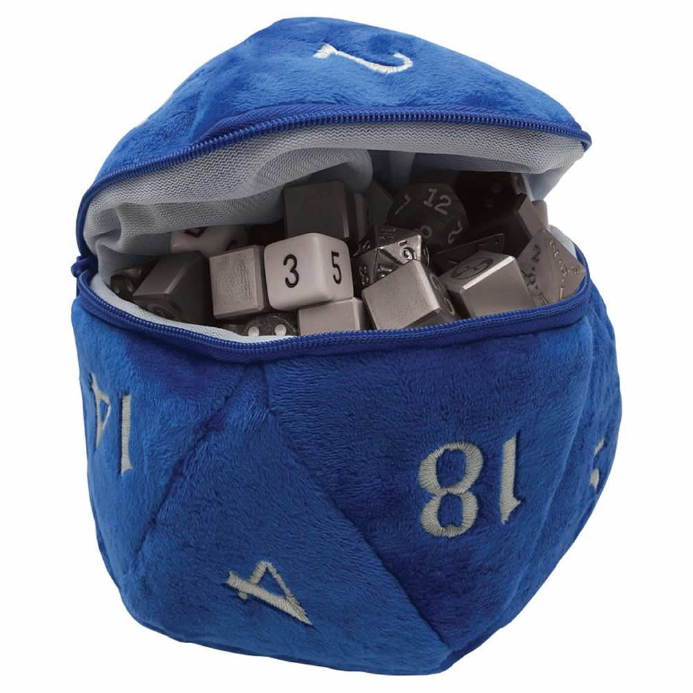 UPR15681 Blue D20 Plush Dice Bag