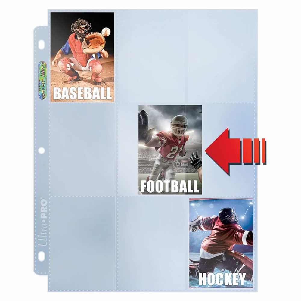 clear trading card binder pages UPR82892 9-Pocket Platinum Side Load Page Clear Background