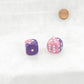 WCXDG2055E2  Pink and Purple Gemini Dice with White Pips 20mm (3/4in) D6 Pack of 2