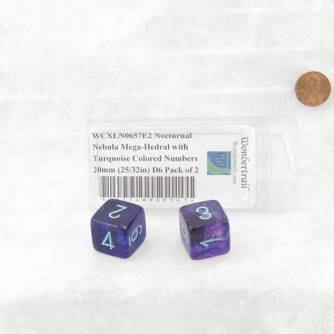 WCXLN0657E2 Nocturnal Nebula Mega-Hedral with Turquoise Colored Numbers 20mm (25/32in) D6 Pack of 2