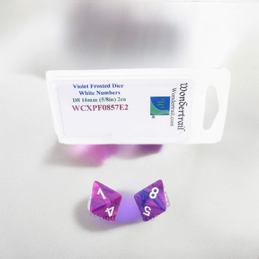 WCXPF0857E2 Violet Festive Dice White Numbers D8 16mm Pack of 2