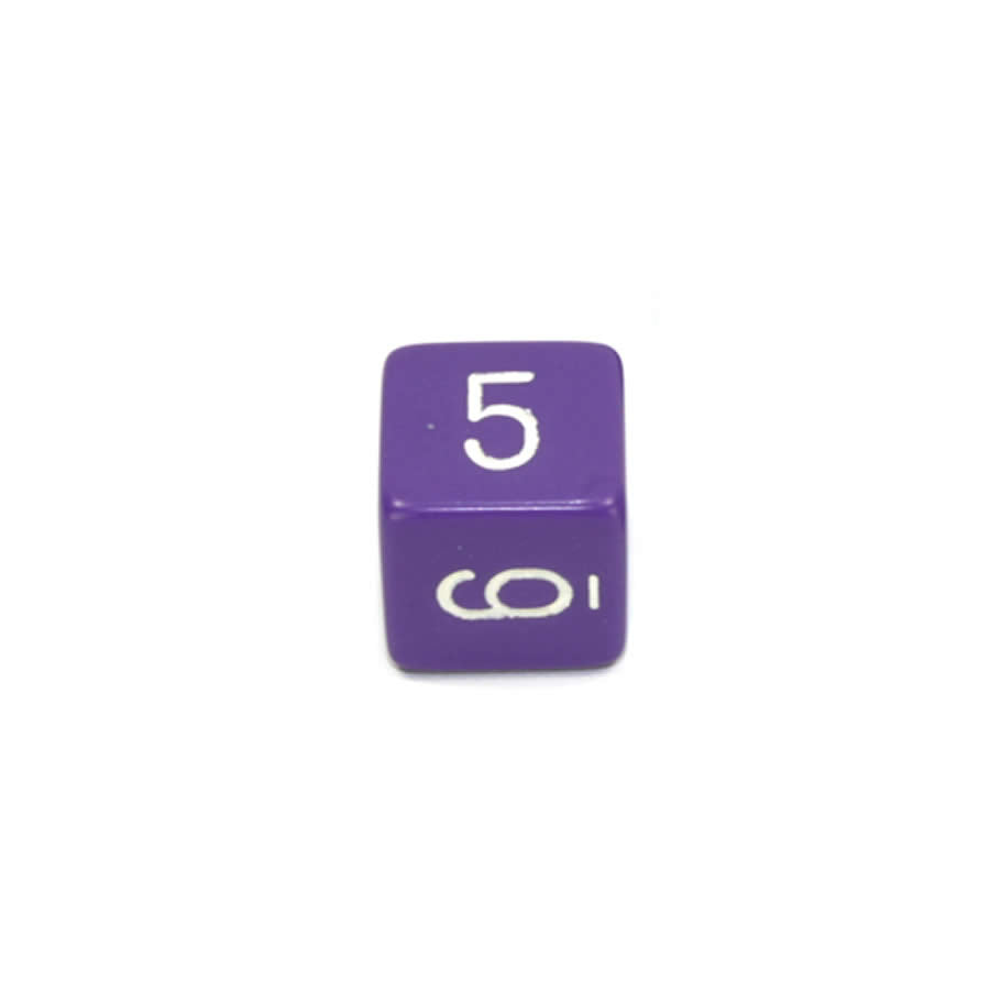 WCXPQ0607E4 Purple Opaque Dice White Numbers D6 16mm Pack of 4