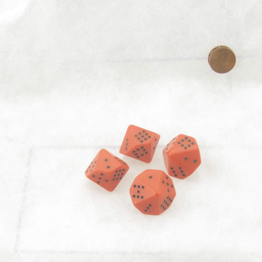 WCXXQ0203E4 Orange Opaque Dice with Black Pips D10 20mm (25/32in) Pack of 4