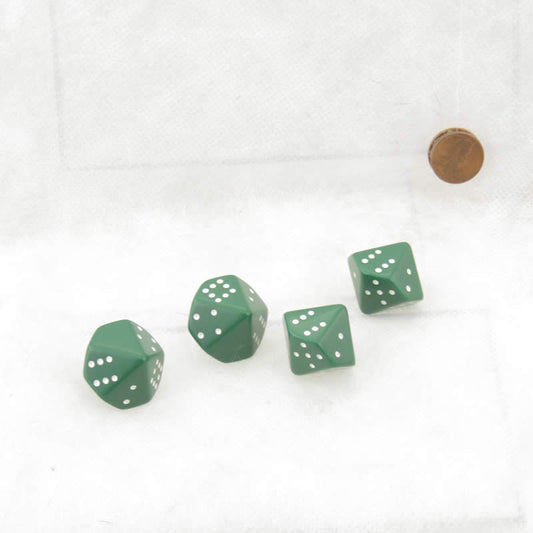 WCXXQ0205E4 Green Opaque Dice with White Pips D10 20mm (25/32in) Pack of 4