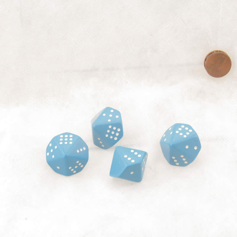 WCXXQ0216E4 Light Blue Opaque Dice with White Pips D10 20mm (25/32in) Pack of 4