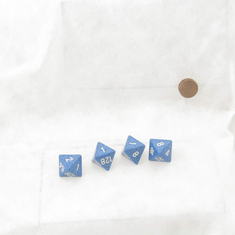 WCXXSDC23E4 Water Speckled Dice with White Numbers D8 Doubling Cube 18mm (23/32in) Pack of 4