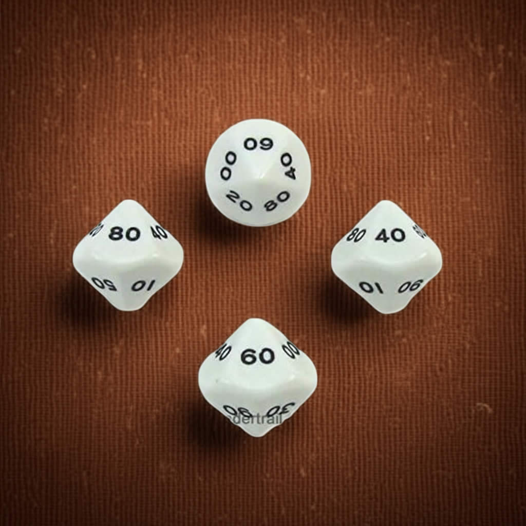 WKP03827E4 White Opaque Dice with Black Numbers DT10 16mm (5/8in) Pack of 4 Dice