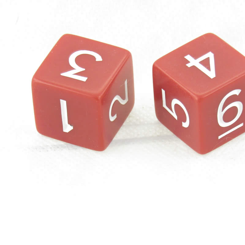 WKP04793E2 Red Jumbo Dice with White Numbers D6 25mm Pack of 2