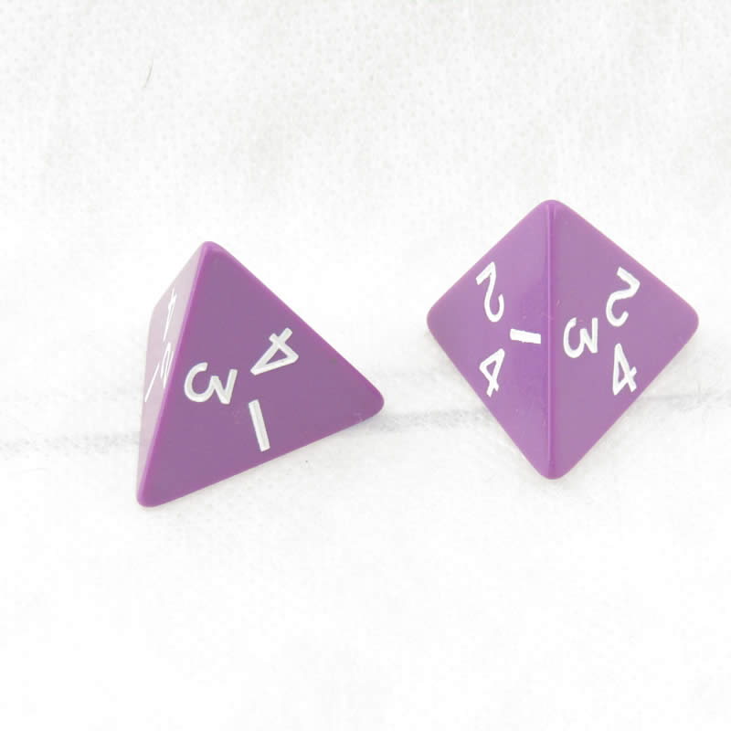 WKP05133E2 Purple Jumbo Dice with White Numbers D4 25mm Pack of 2