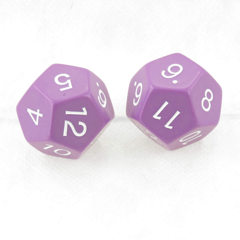 WKP05137E2 Purple Jumbo Dice with White Numbers D12 30mm Pack of 2