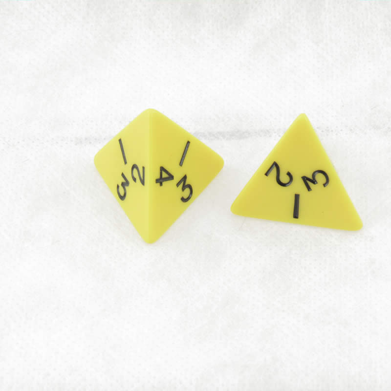 WKP13036E2 Yellow Jumbo Dice Black Numbers D4 25mm Set of 2