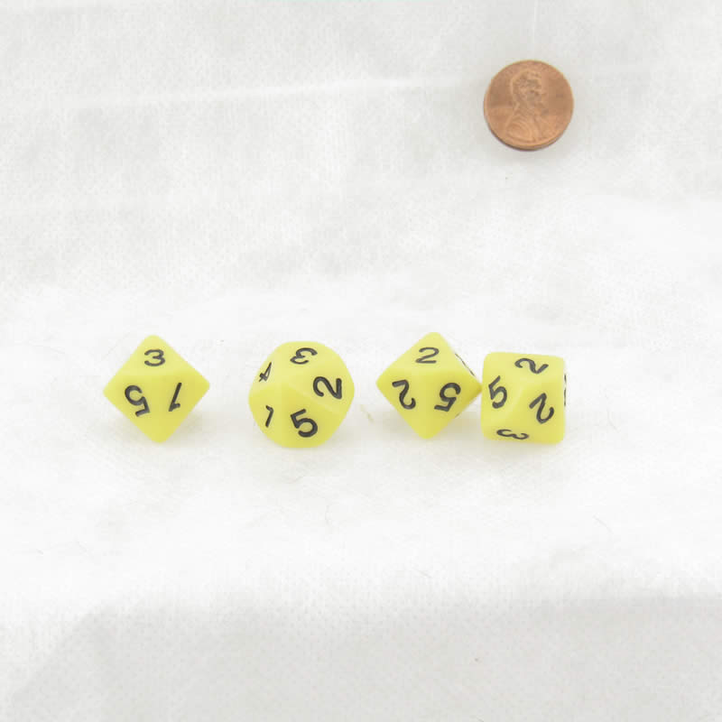 WKP18074AE4 Yellow Opaque Dice with Black Numbers D10 (1-5 Twice) 16mm Set of 4