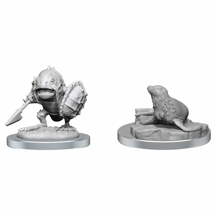 WZK90418 Locathah and Seal Nozurs Marvelous Miniatures D&D Unpainted Miniatures WizKids