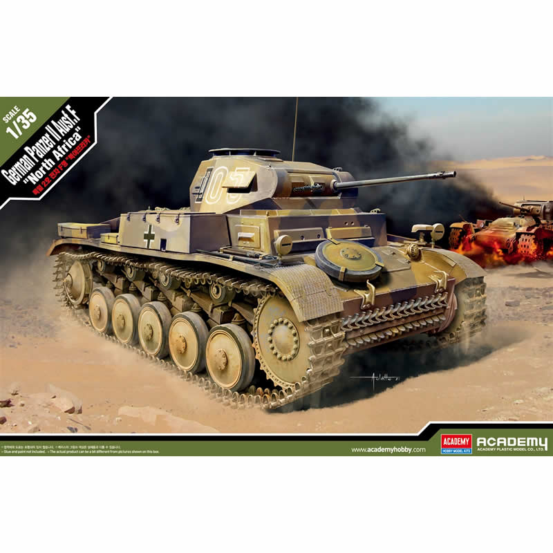 ACA13535 Panzer II Ausfeuhrung F North Africa 1/35 Scale Plastic Model Kit Main Image