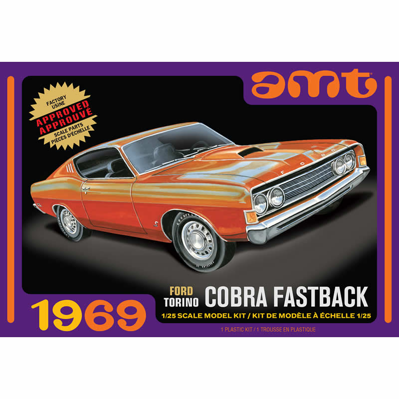 AMT121712 Ford Torino 1969 Cobra Fastback 1/25 Scale Plastic Model Kit AMT Main Image