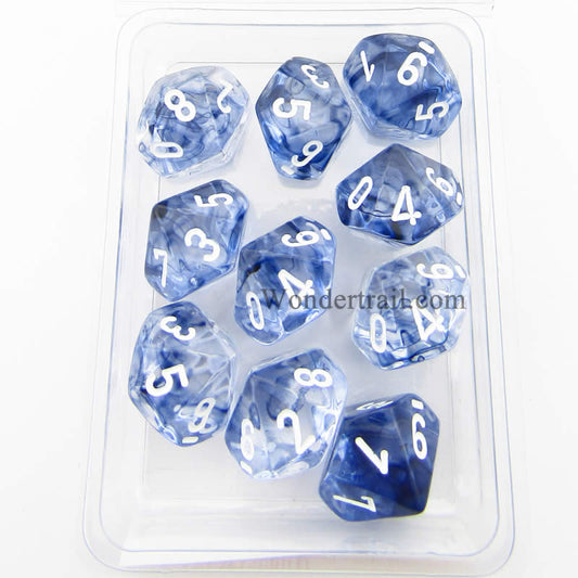 CHX27208 Black Nebula Dice White Numbers D10 16mm (5/8in) Pack of 10 Main Image