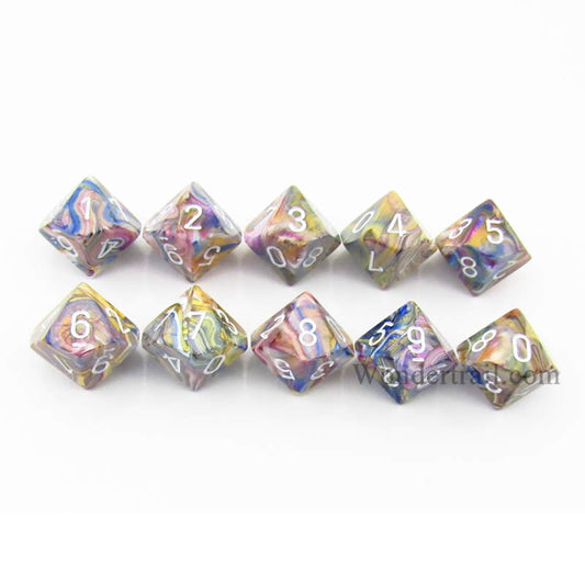 CHX27240 Carousel Festive Dice White Numbers D10 16mm Pack of 10 Main Image