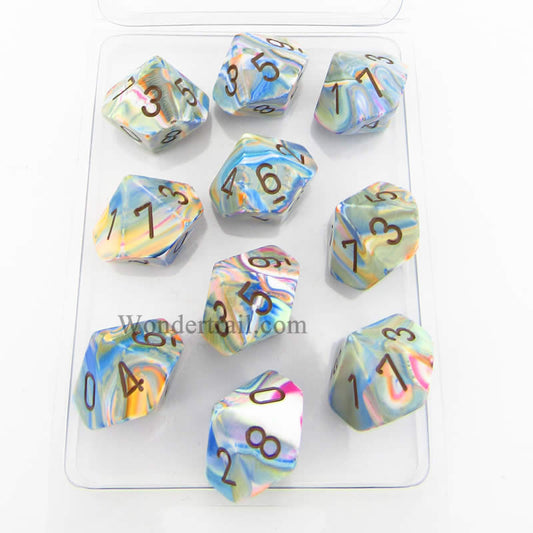 CHX27241 Vibrant Festive Dice Brown Numbers D10 16mm (5/8in) Pack of 10 Main Image
