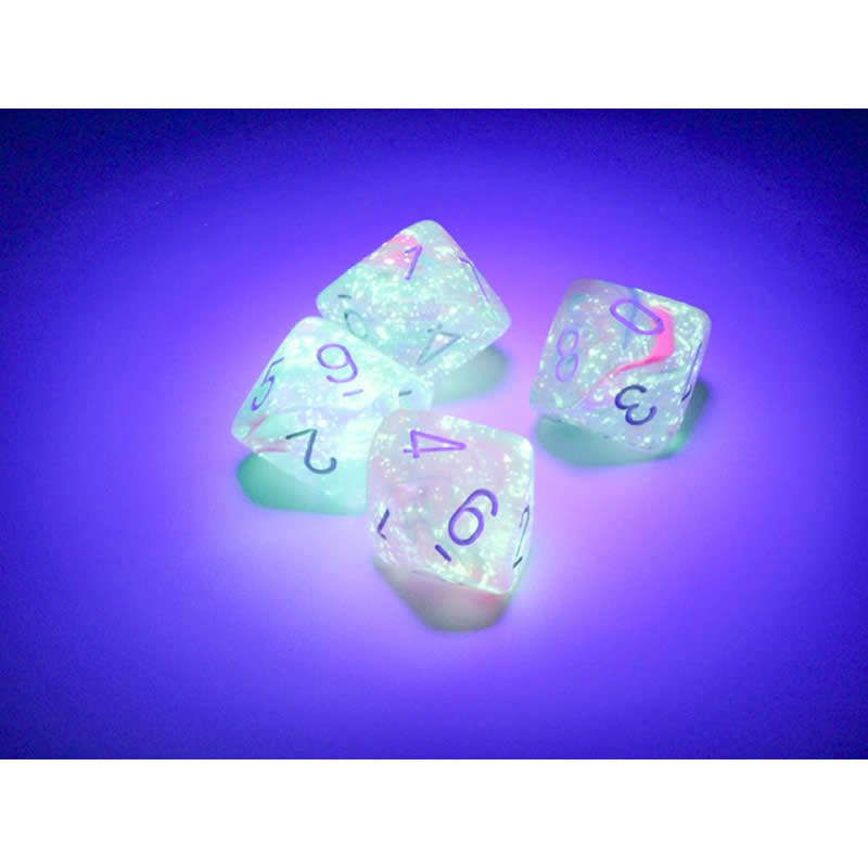 CHX27345 Wisteria Nebula Luminary Dice White Numbers D10 16mm Pack of 10 2nd Image