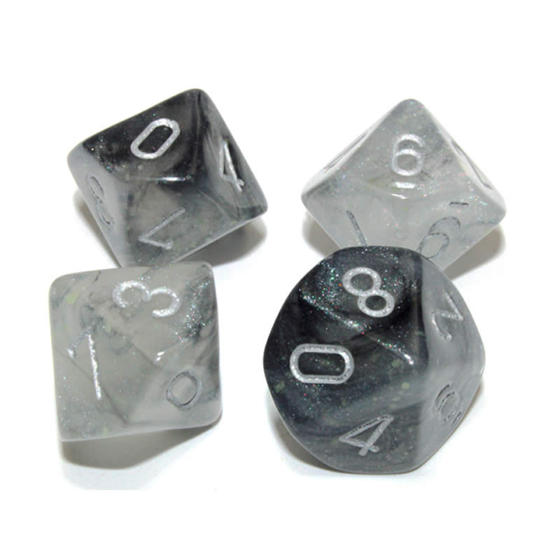 CHX27378 Light Smoke Borealis Dice Luminary Silver Numbers D10 16mm (5/8in) Pack of 10 2nd Image