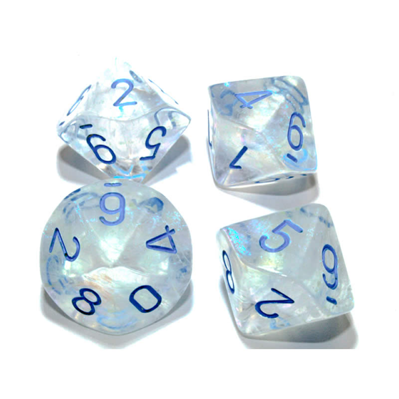 CHX27381 Icicle Borealis Dice Luminary Light Blue Numbers D10 16mm (5/8in) Pack of 10 Chessex 2nd Image