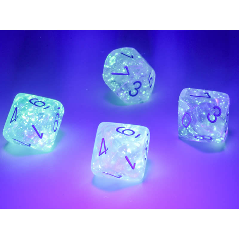 CHX27381 Icicle Borealis Dice Luminary Light Blue Numbers D10 16mm (5/8in) Pack of 10 Chessex 3rd Image