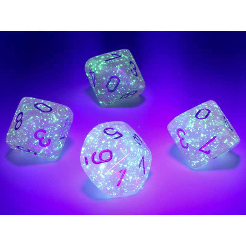 CHX27384 Pink Borealis Dice Luminary Silver Numbers D10 16mm (5/8in) Pack of 10 3rd Image
