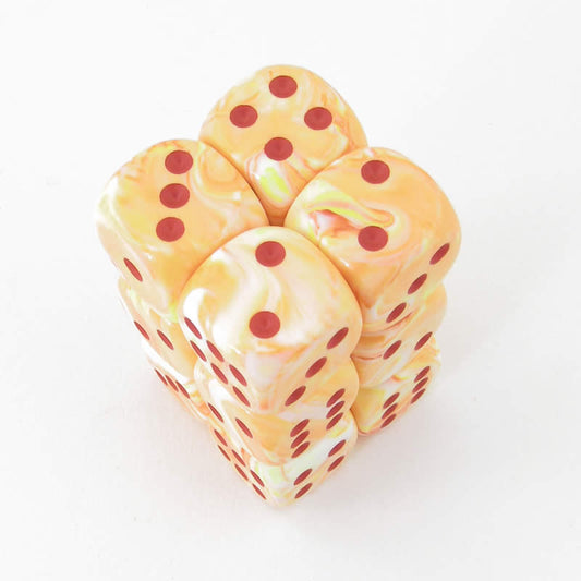 CHX27653 Sunburst Festive Dice with Red Pips D6 16mm (5/8in) Pack of 12 Main Image