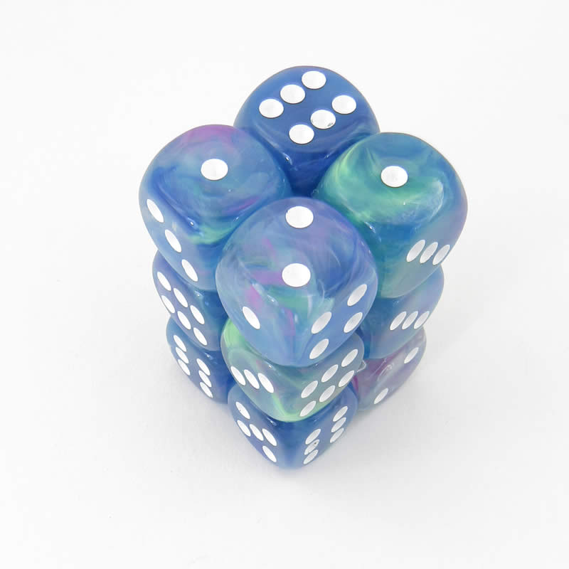 CHX27746 Waterlily Festive Dice with White Pips D6 16mm (5/8in) Pack of 12 Main Image