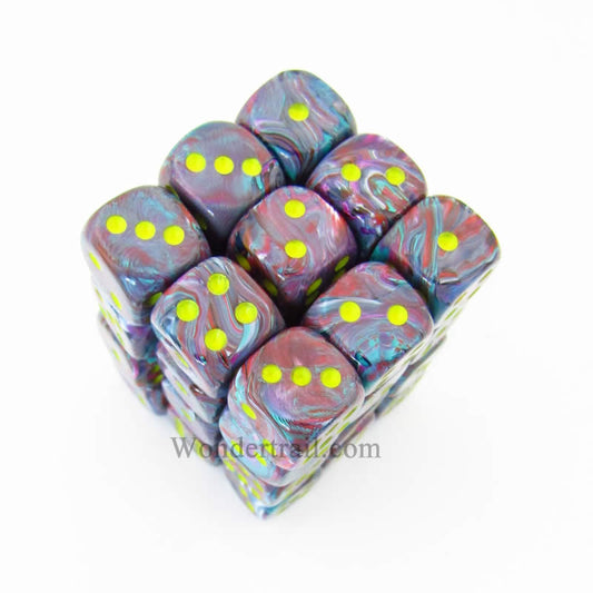CHX27850 Mosaic Festive Dice with Yellow Pips D6 12mm (1/2in) Pack of 36 Main Image