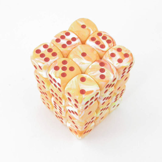 CHX27853 Sunburst Festive Dice with Red Pips D6 12mm (1/2in) Pack of 36 Main Image