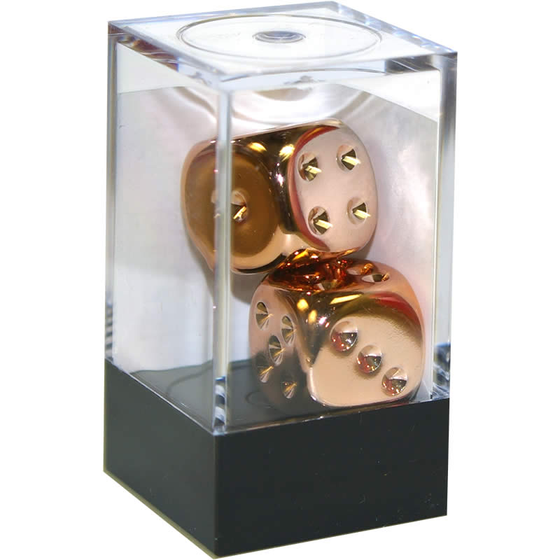 CHX29011 Copper Plated Dice with Pips D6 16mm (5/8in) Pack of 2 Main Image