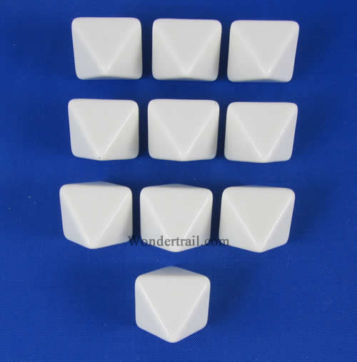 CHX29033 White Blank Dice with No Pips D8 16mm (5/8in) Pack of 10 Main Image
