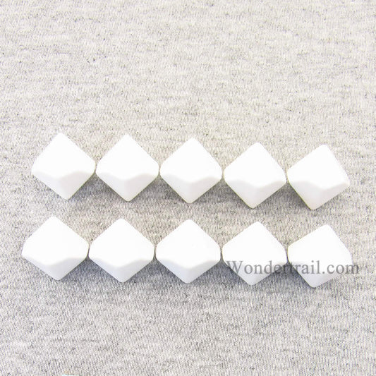 CHX29034 White Blank Dice with No Pips D10 16mm (5/8in) Pack of 10 Main Image