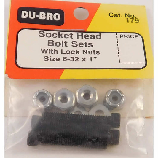 DUB179 Socket Head Bolts With Lock Nuts 6-32 x 1in Du-Bro Main Image