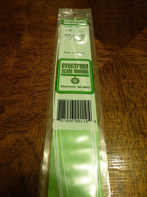 EVG110 White Dimensional Styrene Plastic Strips .015 x .020 x 14in (10) Main Image
