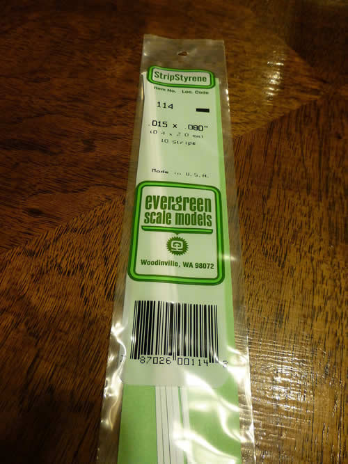 EVG114 White Dimensional Styrene Plastic Strips .015 x .080 x 14in (10) Main Image