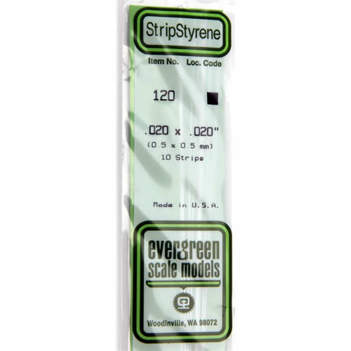 EVG120 White Dimensional Styrene Plastic Strips .020 x .020 x 14in (10) Main Image