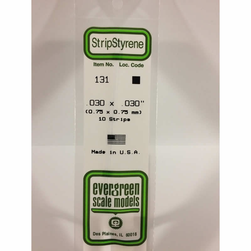 EVG131 White Dimensional Strips .030in x .030in x 14in (10) Evergreen Main Image