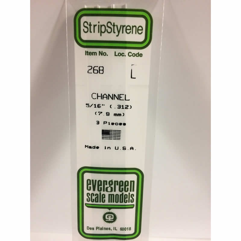 EVG268 White Styrene .312 Channel 3 pc. Evergreen Main Image