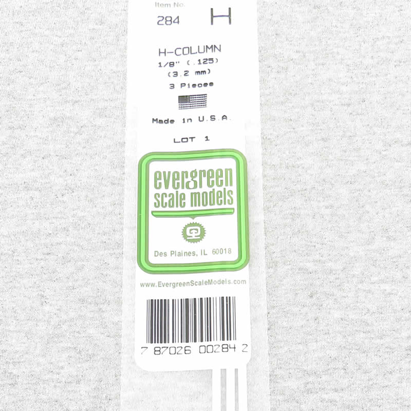 EVG284 H-Columns Polystyrene .125in x 14in Pack of 3 Evergreen Main Image