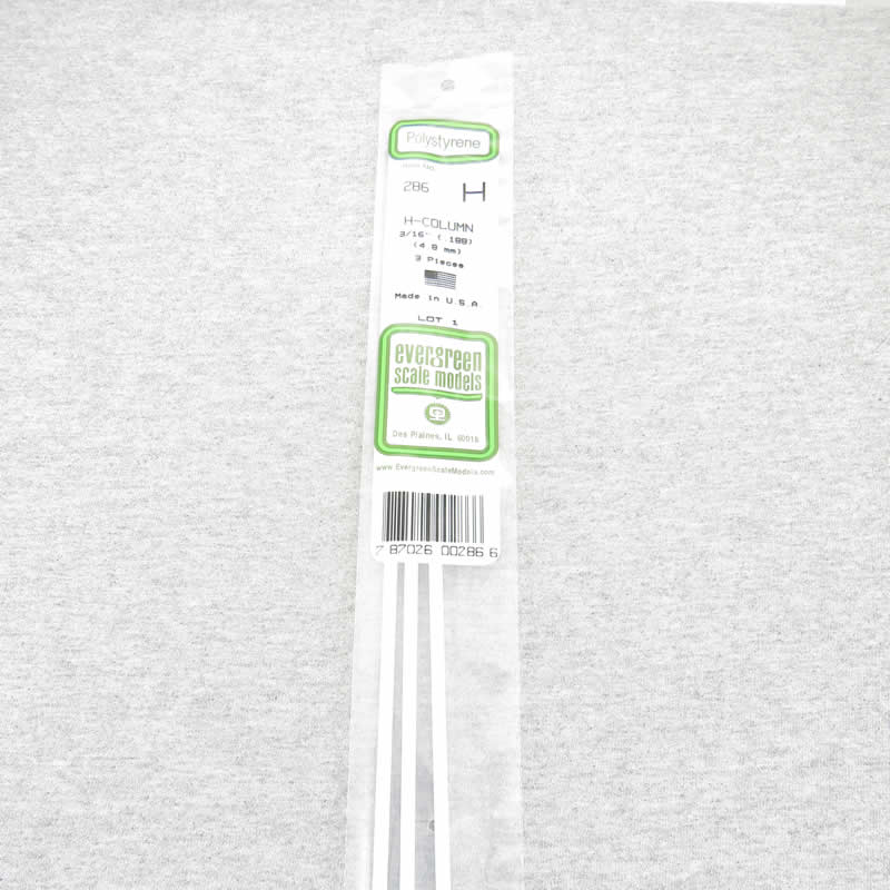 EVG286 H-Columns Polystyrene .188in x 14in Pack of 3 Evergreen 2nd Image
