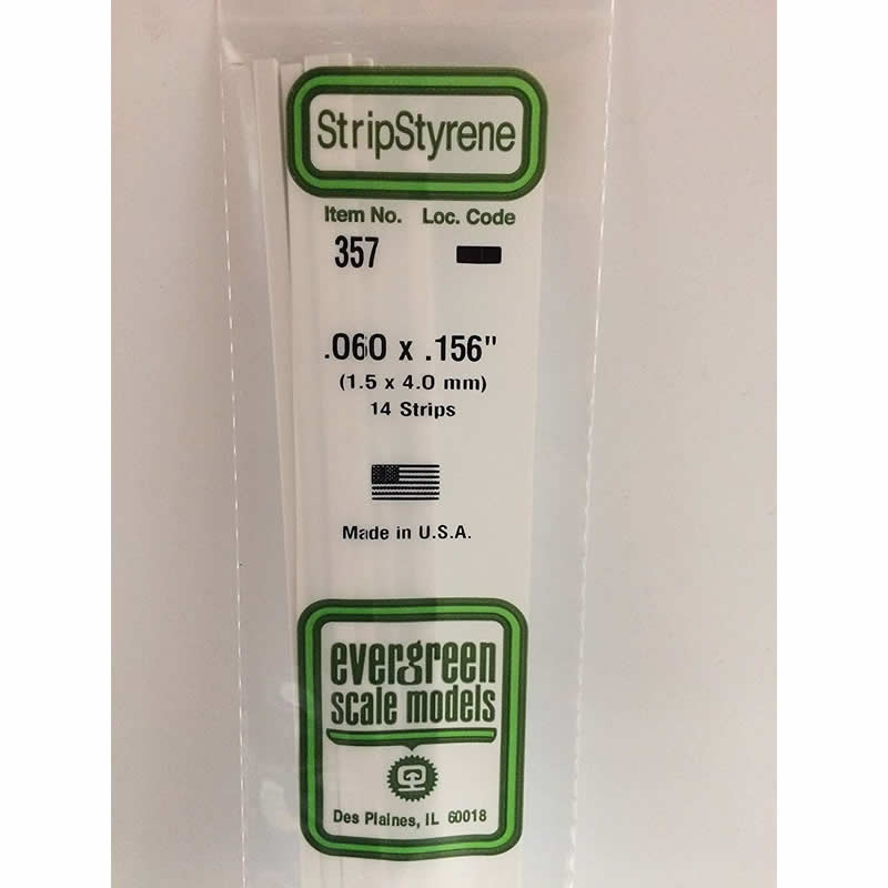 EVG357 Styrene Dimensional Strips .060in x .156in x 24in (14) Evergreen Main Image