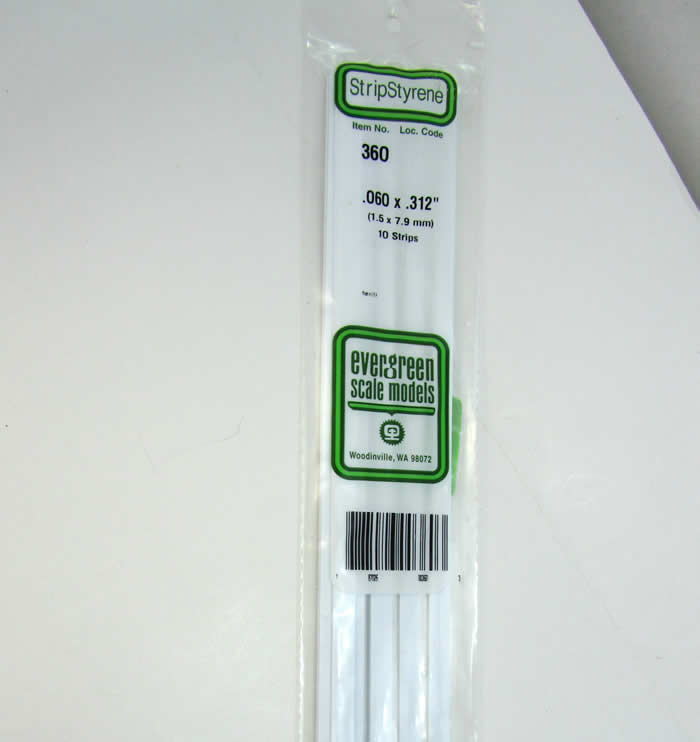 EVG360 Styrene Dimensional Strips .060in x .312in x 24in (10) Evergreen Main Image