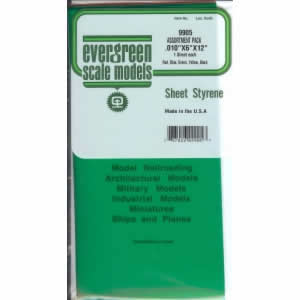 EVG9905 Assorted Transparent Styrene Sheets 5 Color Pk .010x6x12 Inches Evergreen 2nd Image