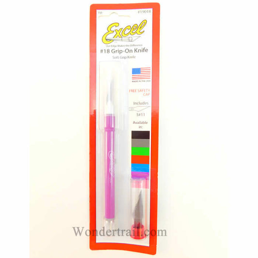 EXL19018 Soft Handle Grip on Non-Roll Knife with Safety Cap and 5 Blades Color Varies Main Image