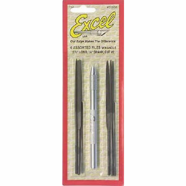 EXL55668 Assorted Mini File Set of 6 with Handle Excel Hobby Tools Main Image