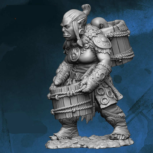 FLM28017 Orc Woman with Food Bucket Figure Kit 28mm Heroic Scale Miniature Unpainted Main Image